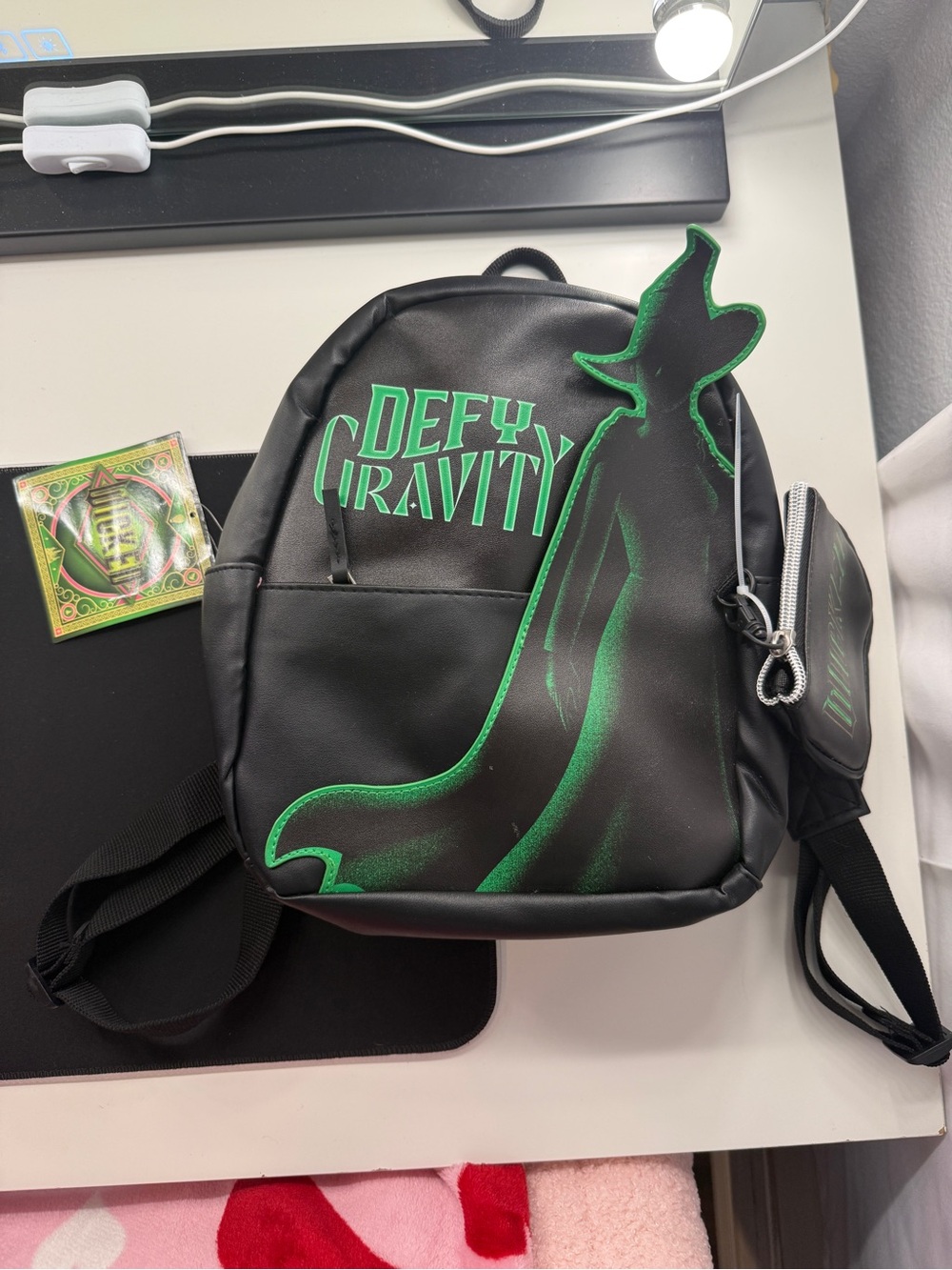 Wicked Defy Gravity Mini Backpack Purse & Coin Pouch Black Green Broadway NWT